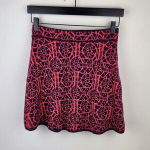 Krimson Klover Wool Cotton Silk Geometric Knit Stretchy Mini Skirt sz XS